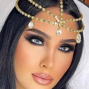 1pc Simple Chain Headpiece With Silver Waterdrop Shape Rhinestone And Hair Chain